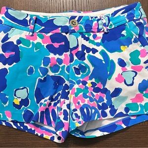 Lilly Pulitzer Blue and Pink Patterned High Waist Shorts